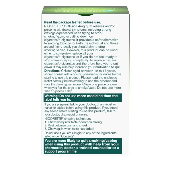 Nicorette Fruitfusion Gum 4mg 105s