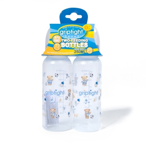 Griptight Feeding Bottle Two Pack Blue 250ml