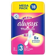 Always Platinum Day & Night (Szie 3) Sanitary Towels 18 Pads