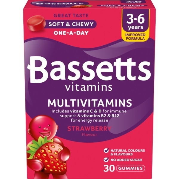 Bassetts 3-6 Strawberry Multivitamins 30s