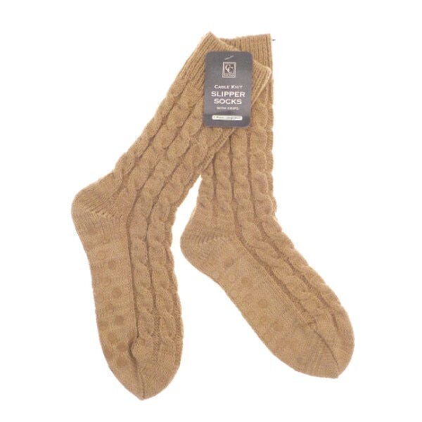Cable Knit Socks Biscuit