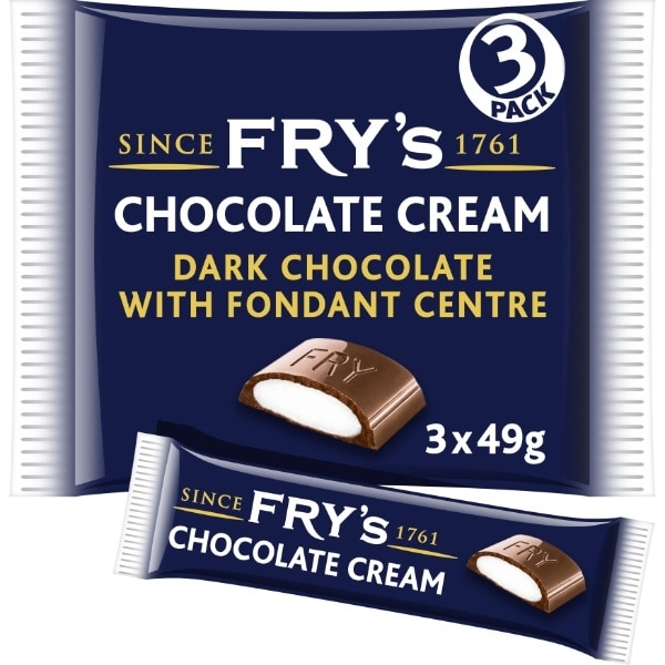 Fry's Chocolate Cream Chocolate Bar 3 Pack Multipack 147G