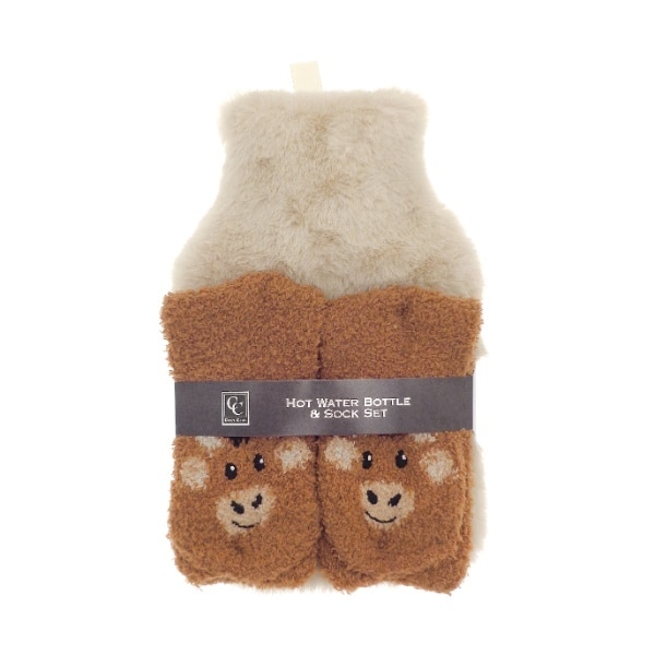 Mini Hot Water Bottle & Sock Gift Set Highland Cow