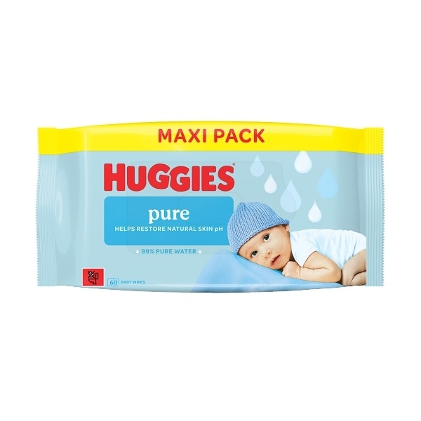 Huggies Pure Pf Baby Wipes - 60 Pack