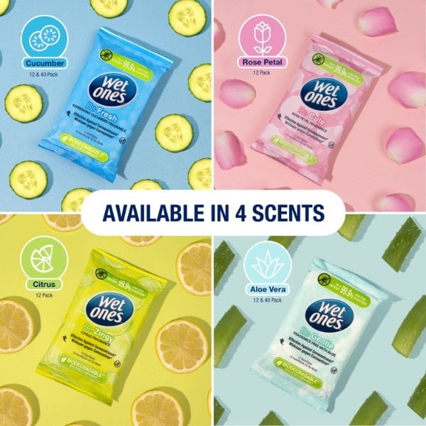 Wet Ones Be Zingy Biodegradable 12s