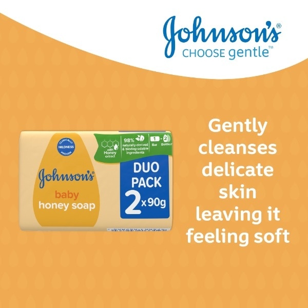 Johnsons Baby Soap Honey 90g 2 Pack