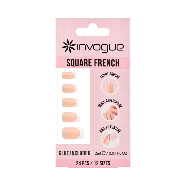 Invogue Square French Tip - Pack Of 24
