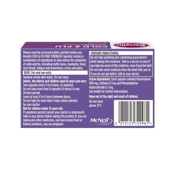 Benylin Cold & Flu Caps X 16