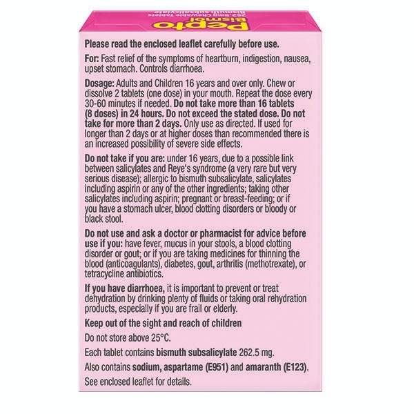 Pepto Bismol Chewable Tablet Peppermint 24s