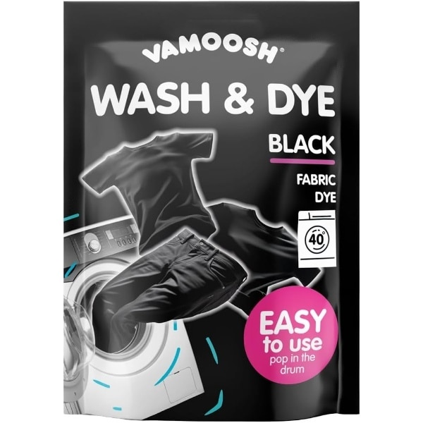 Vamoosh Wash & Dye Black 350g, Intense Black Dye For Clothes