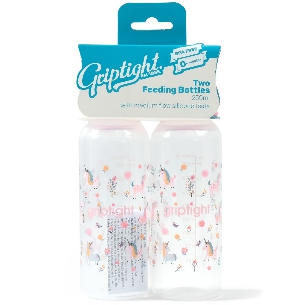Griptight Feeding Bottle 2 Pack Pink 250ml