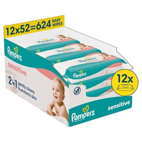 Pampers Sensitive Wipes Plastic Free 12 Pack