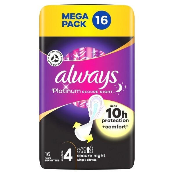 Always Platinum Secure Night (Size 4)Sanitary Towels 16 Pads