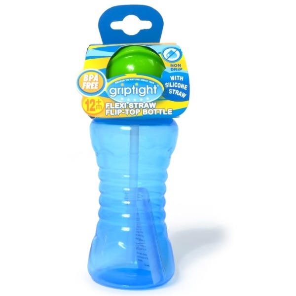 Griptight Flexi Straw Flip Top Bottle Blue