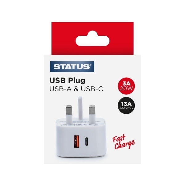 Fast Charge Usb A & C Plug - White