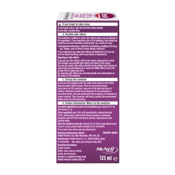 Benylin Dry Tickly Cough Syrup 125ml