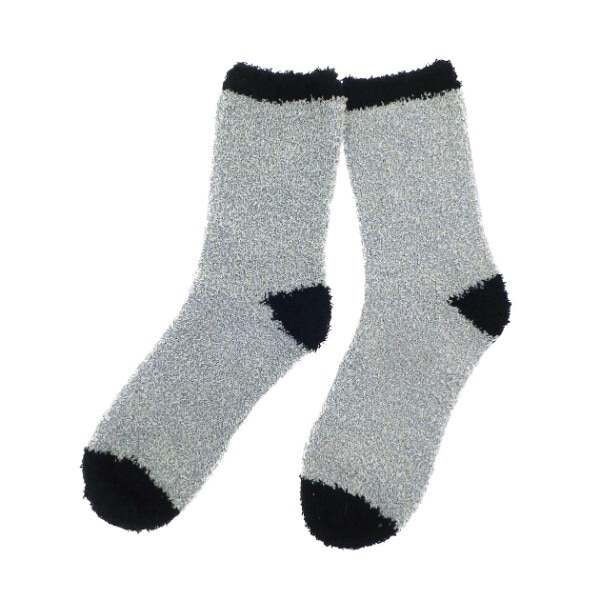 Fluffy Socks 2 Pack Grey Pink Hearts