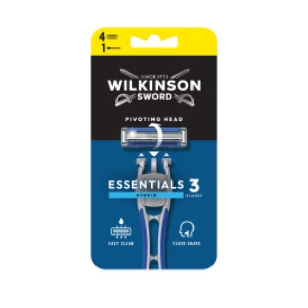Wilkinson Sword Essential 3 Hybrid Razor And 4 Blades