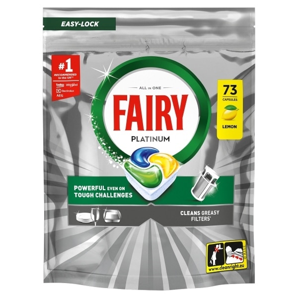 Fairy Platinum Dishwasher Tablets, Lemon, 73 Capsules