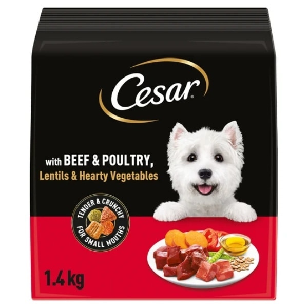 Cesar Adult Dry Dog Food With Fresh Beef, Poultry & Vegetables 1.4Kg