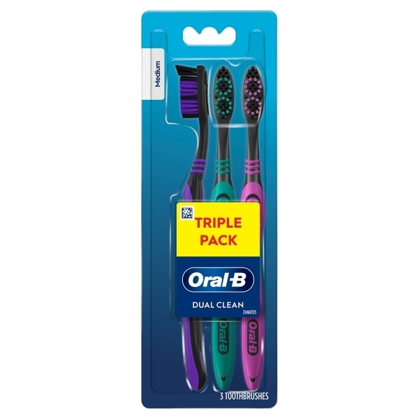 Oral-B Dual Clean Black 40 Medium Toothbrush 3 Pack