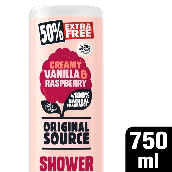 Original Source Extra Free Vanilla Raspberry 750ml