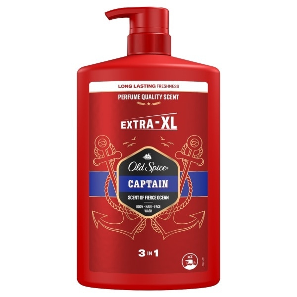 Old Spice Captain Mens 3In1 Wash Shower Gel & Shampoo 1000Ml