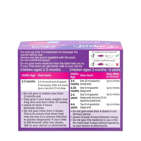 Calpol Sugar Free Sachets 5ml 12s