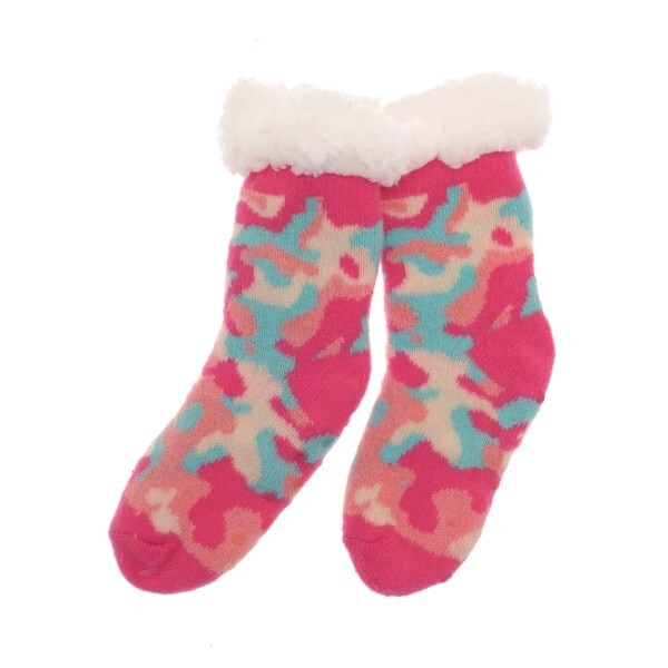 Kids Heat Controlled Socks Pink Camo