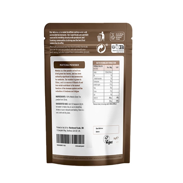 Rainforest Foods Matcha Powder 30g