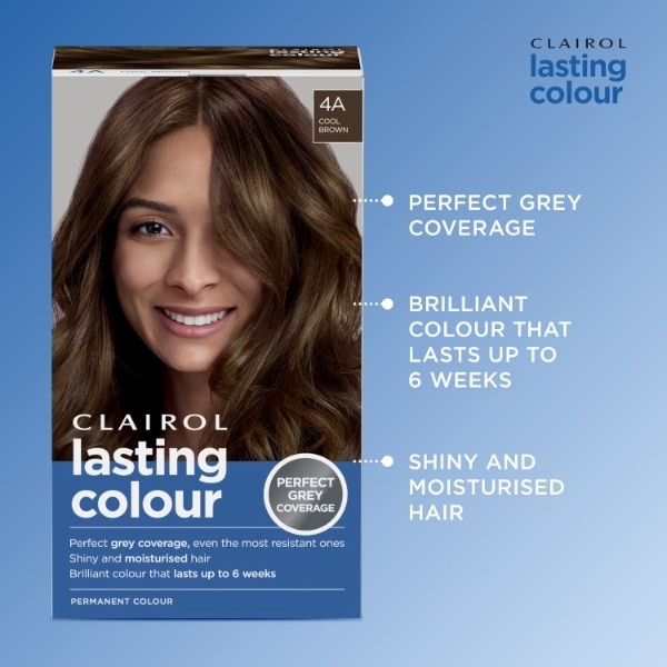 Clairol Lasting Colour Permanent Hair Dye - 4A Cool Brown