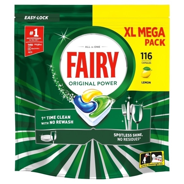 Fairy Original Power Dishwasher Tablets, Lemon, 116 Capsules