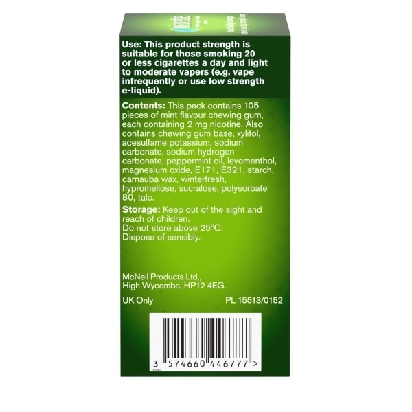 Nicorette Icy White Whitening Gum 2mg 105s