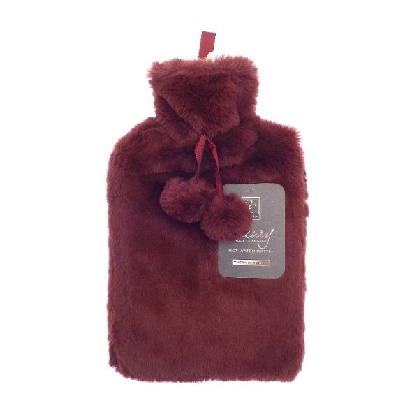 Faux Fur Hot Water Bottle Berry