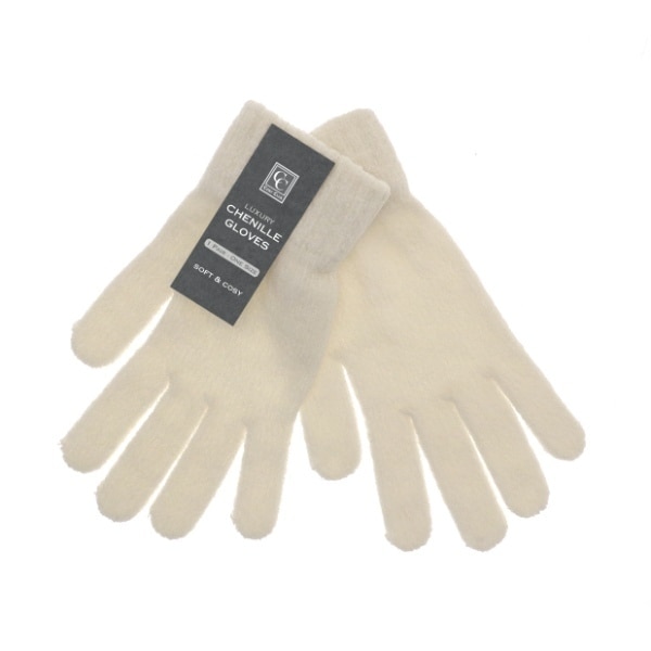 Chenille Gloves White