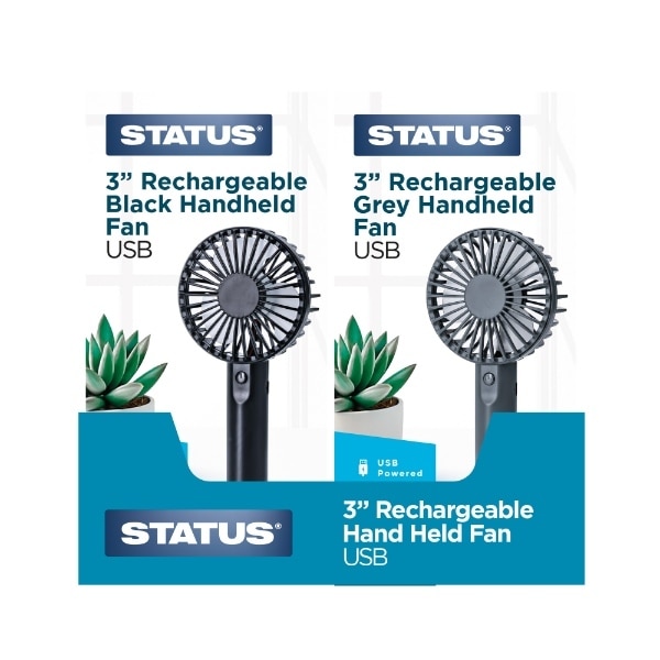Status 3 Inch Hand Held Rechargeable Fan