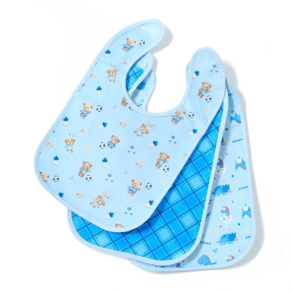 Griptight Printed Blue Bibs 3 Pack