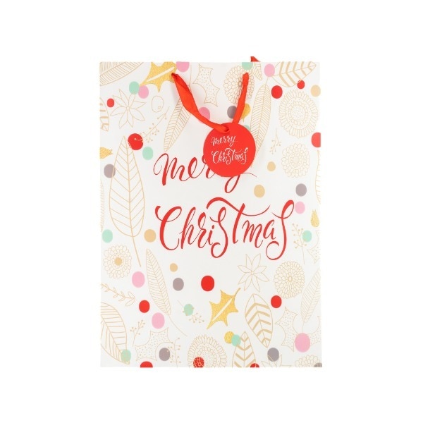 Xl Large Bag White/Gold Merry Xmas