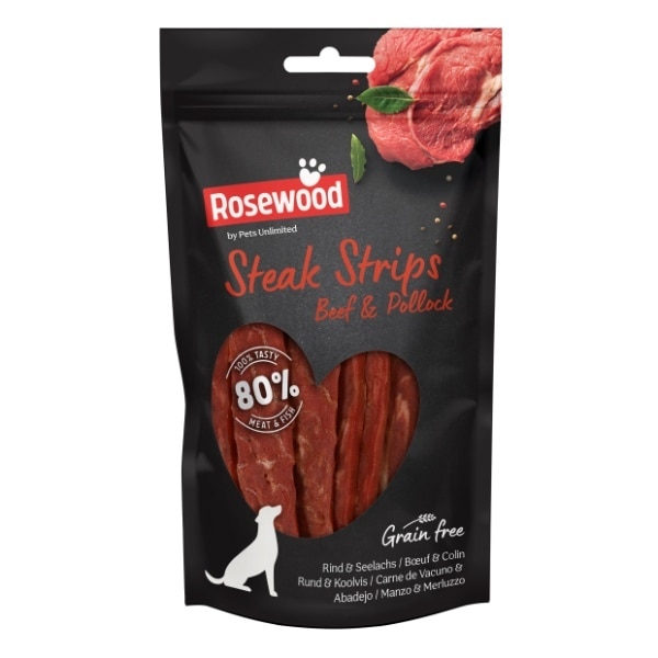 Rosewood Steak Strips Beef Polock 100g
