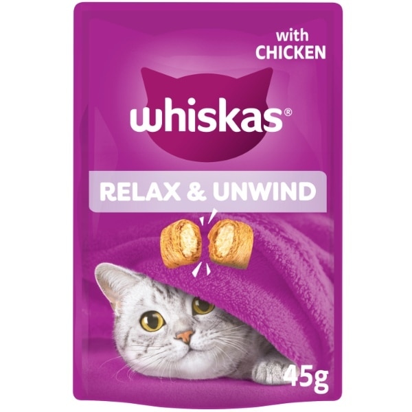 Whiskas Relax & Unwind Adult Cat Treats With Chicken 45G