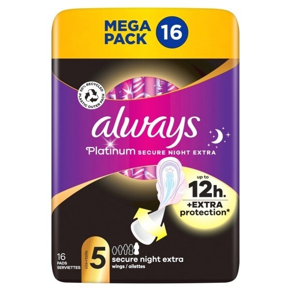 Always Plat Secure Night Extra (Szie 5) Sanitary Towels 16 Pads