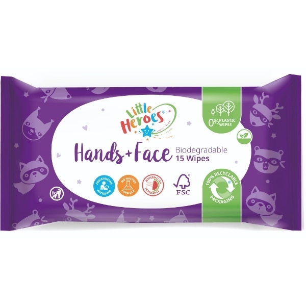 Little Heroes Hand & Face Wipes - Plastic Free 15s