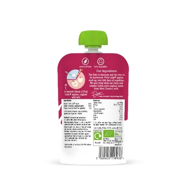 Little Freddie Organic Creamy Pink Lady Apple Greek Style Yoghurt 100g