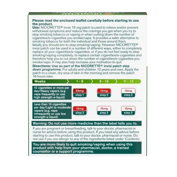 Nicorette Invisible Patch Step2 15mg 7s