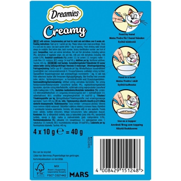 Dreamies Creamy Snack Cat & Kitten Treat With Salmon Flavour 40G