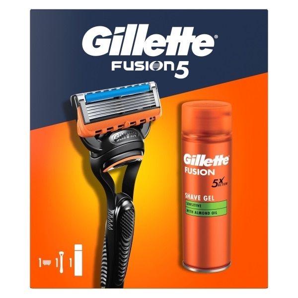 Gillette Set Fusion Razor + Sensitive Shave Gel 200ml