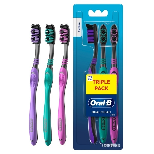 Oral-B Dual Clean Black 40 Medium Toothbrush 3 Pack